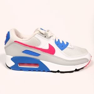 Nike Air Max 90 White/Hot Coral-Blue Crystal Womens Size 7 DA8856 100 Good Con